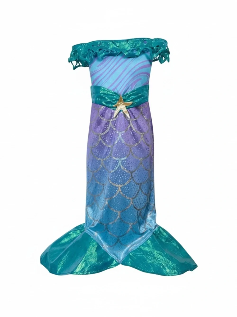 Girls Purple & Teal Mermaid Costume with Starfish Accent